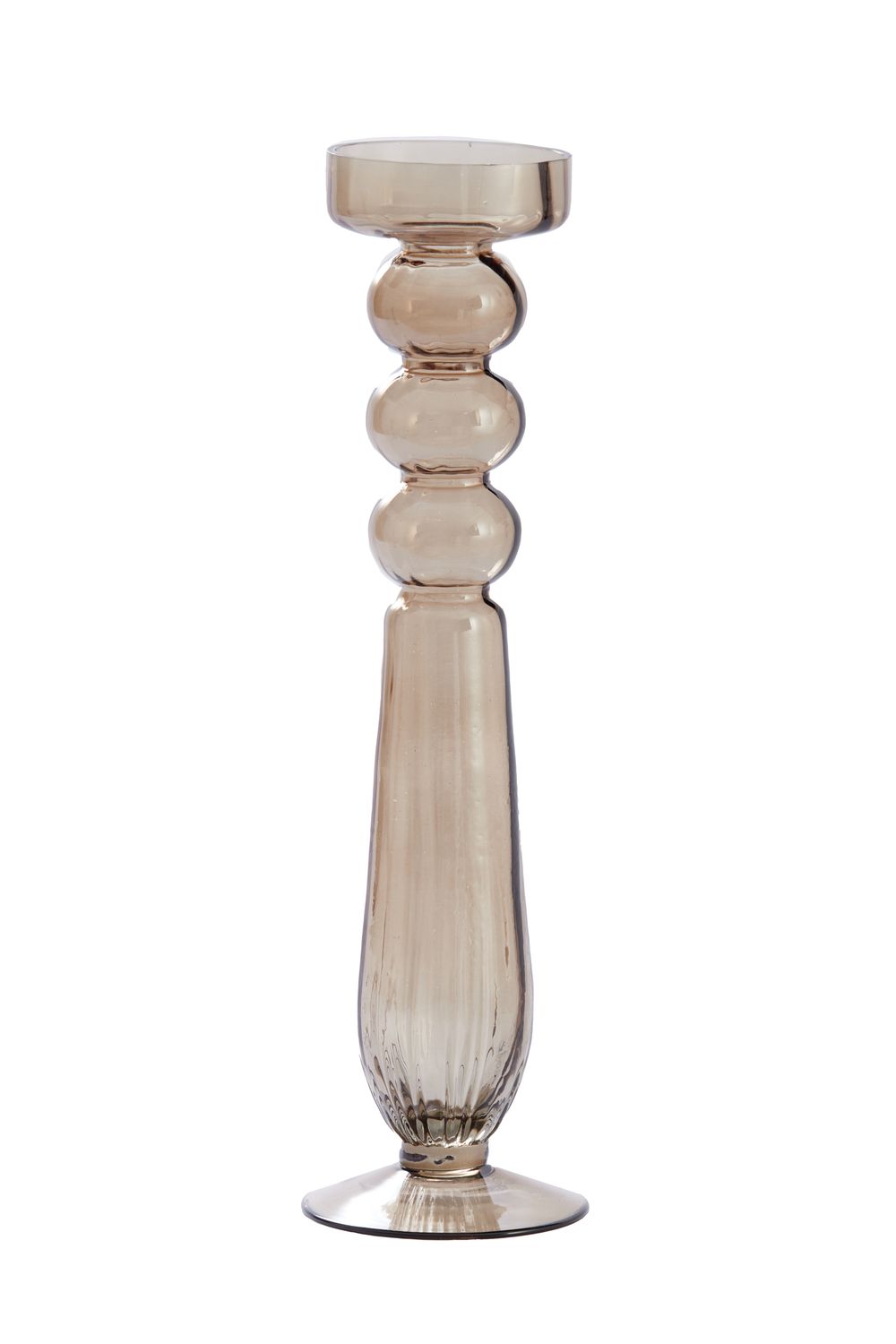 Glazen kaarsenhouder taupe