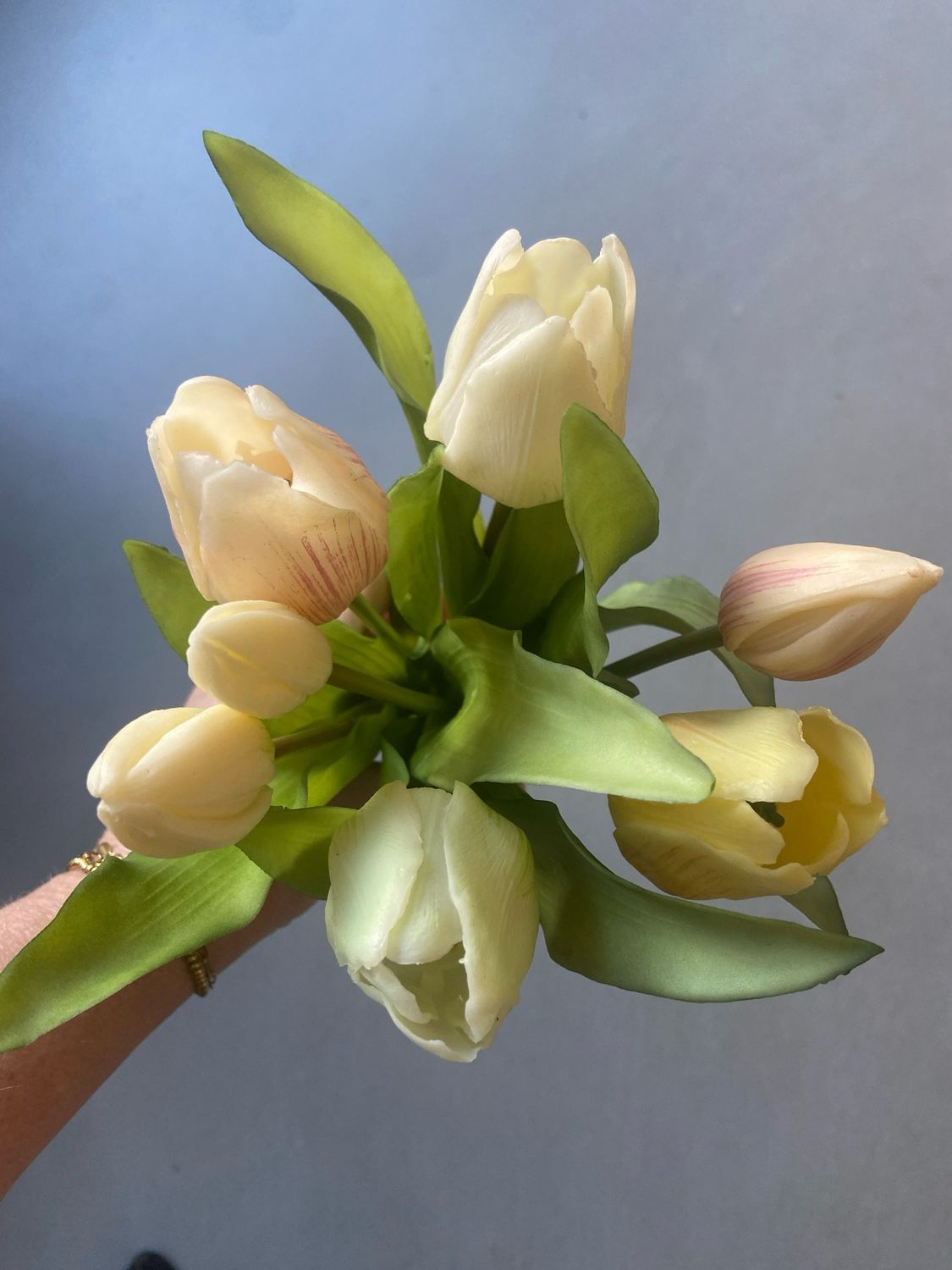 Tulpboeket mix geel/creme 31 cm