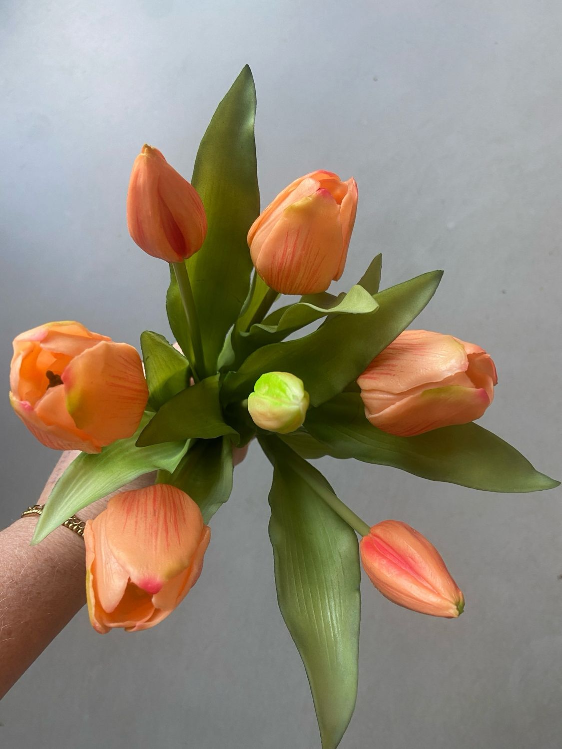 Tulpenboeket zalm 30 cm