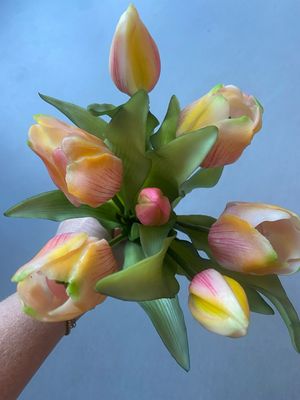 Tulpenboeket roze/creme/geel 30 cm