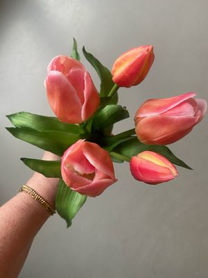 Tulpboeket mix zalm/roze 31 cm