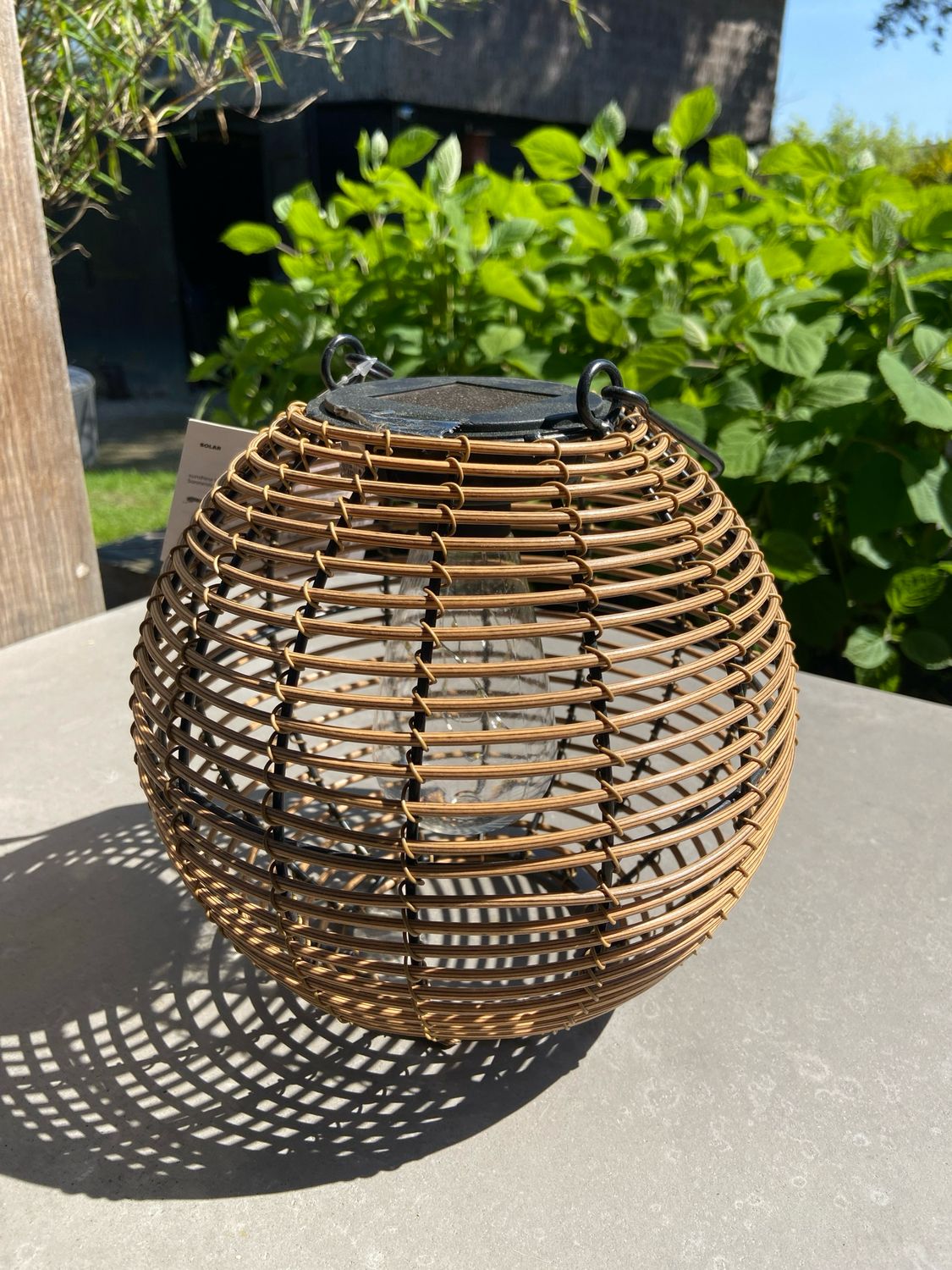 Solar lantaarn bol naturel M