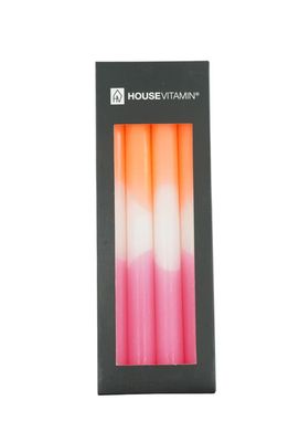 Kaarsen - Dipdye Dinerkaars - Neon Roze/Wit/Neon Rood - S4