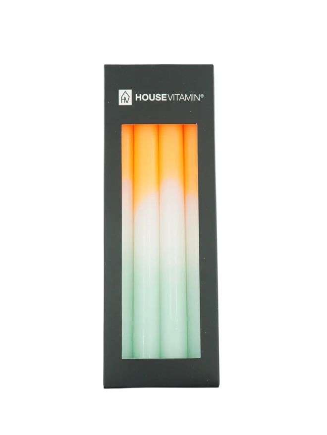 Kaarsen - Dipdye Dinerkaars - Neon Oranje/Wit/Mintgroen - S4