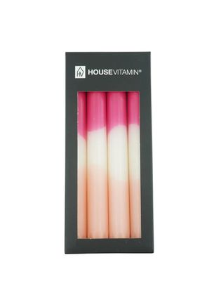 Kaarsen - Dipdye Dinerkaars - Neon Roze/Wit  - S4