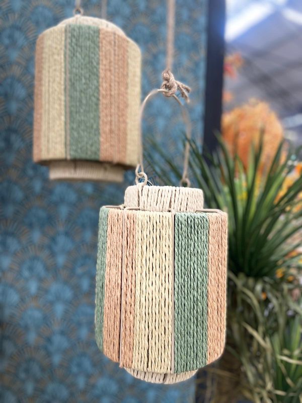 Windlicht naturel | groen | terra L