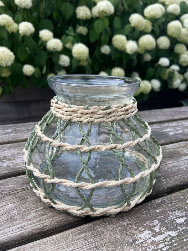 Waxinehouder gekleurd jute groen