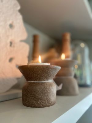 Kaarsenhouder mat bruin S