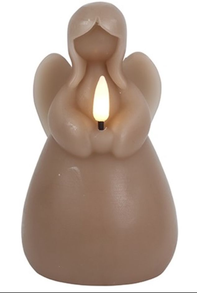Led kaars engel taupe (bruin) L