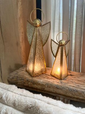 Metalen engel van glas S - waxine