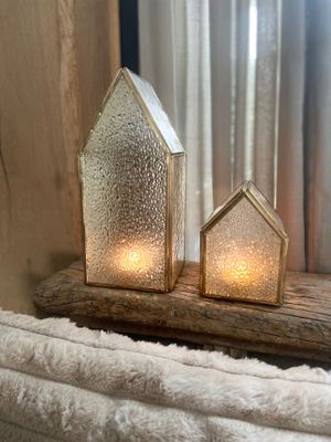 Metalen huisje met glas S - waxine