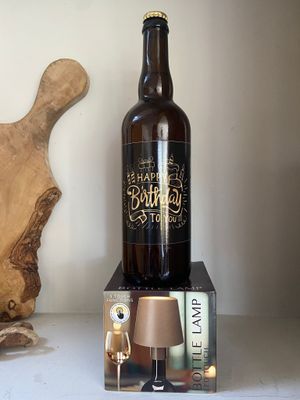 Giftset led lamp taupe - bier