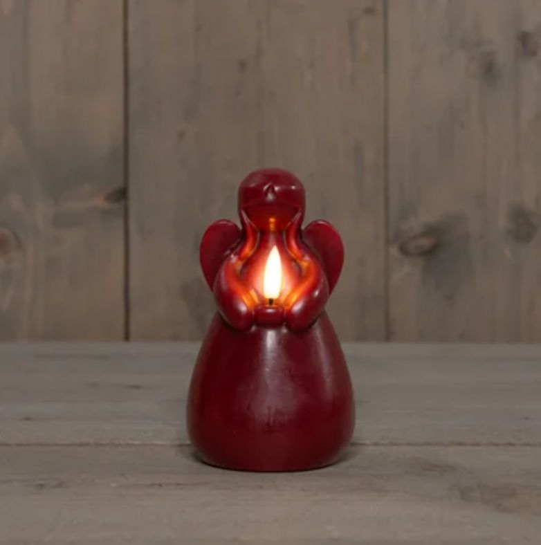 Led kaars engel burgundy