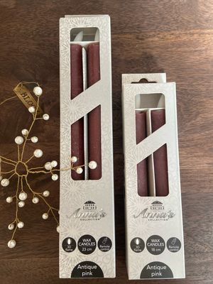 S/2 led diner kaars burgundy H23 cm