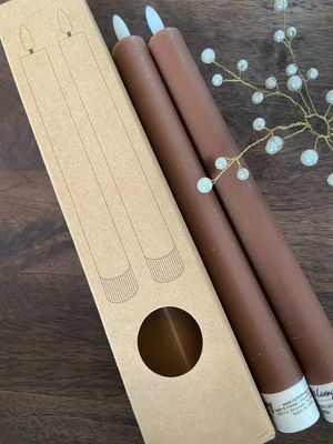 S/2 led diner kaars bruin H24,5 cm