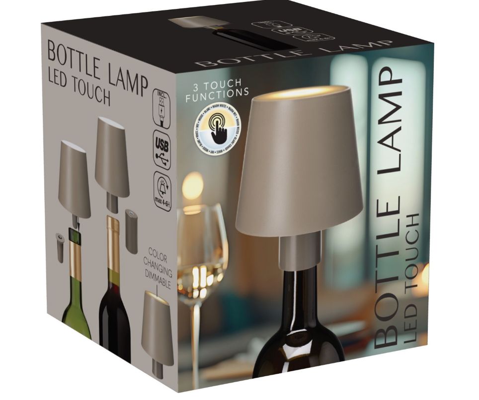 Led fles lamp taupe