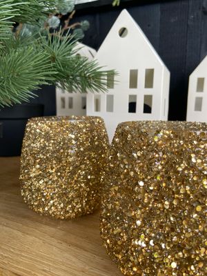 Gouden windlicht glitter