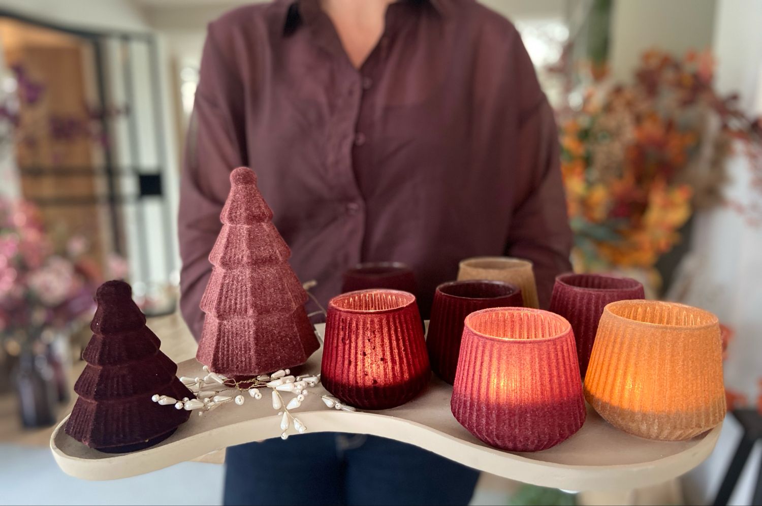 Velvet windlicht blush