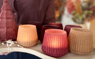 Velvet windlicht licht bruin