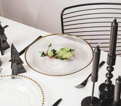 HV glazen bord met gouden rand