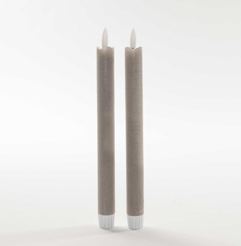 Led wax dinerkaarsen 18 cm 3D vlam S/2 taupe