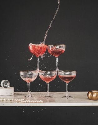 Cocktailglazen helder-goud set 2
