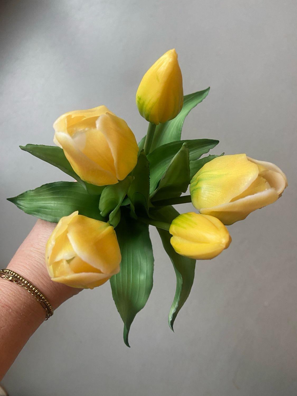 Kunsttulpen real touch boeket geel 31 cm