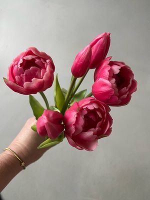 Real touch pioentulpen donker roze 40 cm