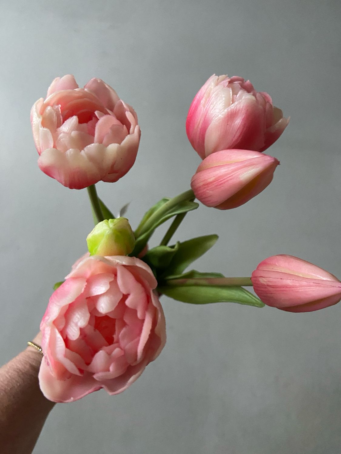 Real touch pioentulpen licht roze 40 cm