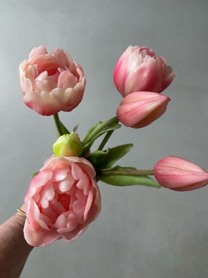 Real touch pioentulpen licht roze 40 cm