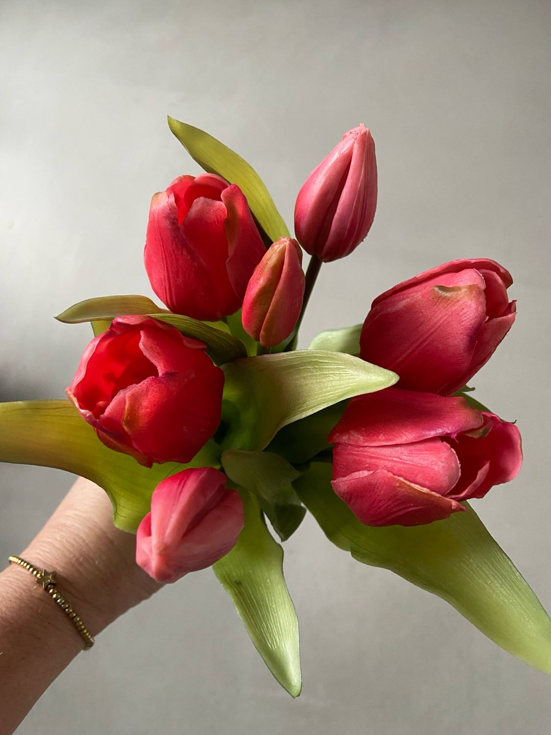 Tulpenboeket donker roze 31 cm