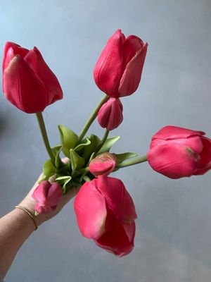 Tulpboeket donker roze 47 cm