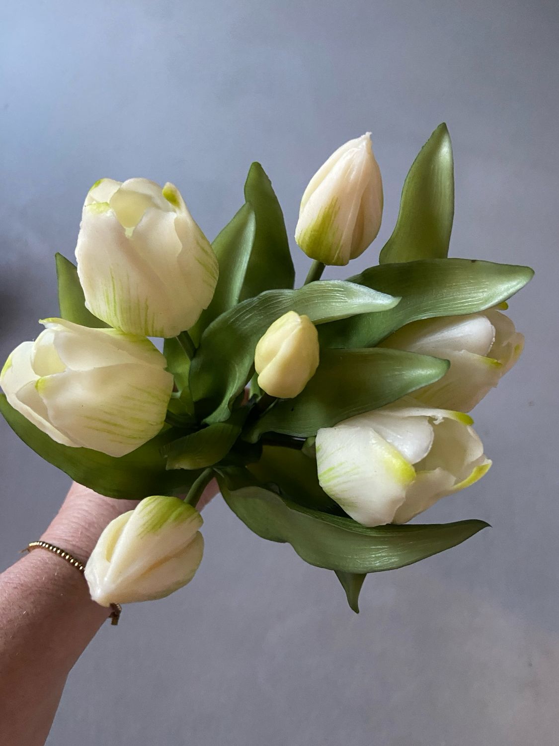 Tulpboeket wit/groen 31 cm