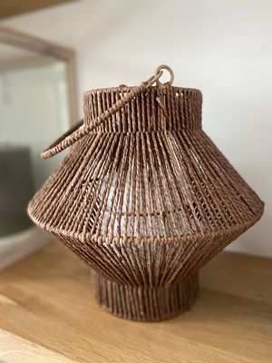 Rotan windlicht bruin L