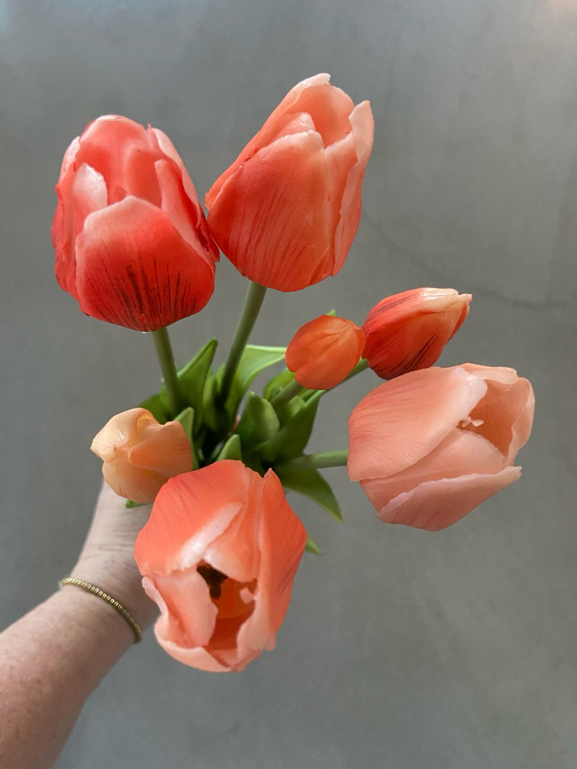 Kunsttulpen real touch boeket orange/peach 47 cm