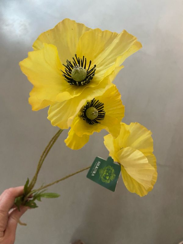 Silk-ka zijde tak papaver geel 78 cm