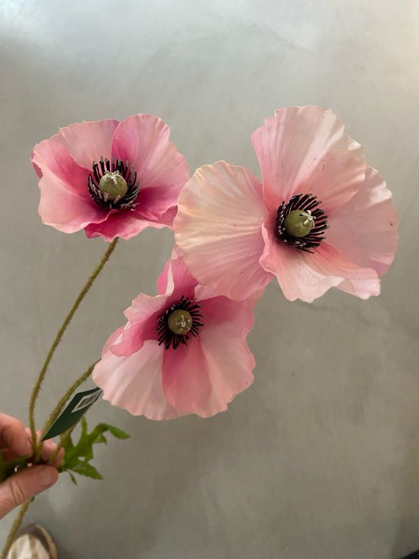 Silk-ka zijde tak papaver roze 78 cm