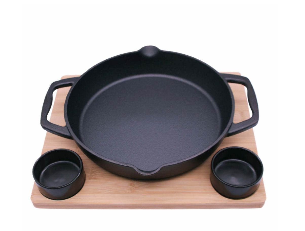 Gietijzeren grill &amp; serve set