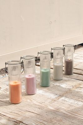 Kaars in ribbel glas