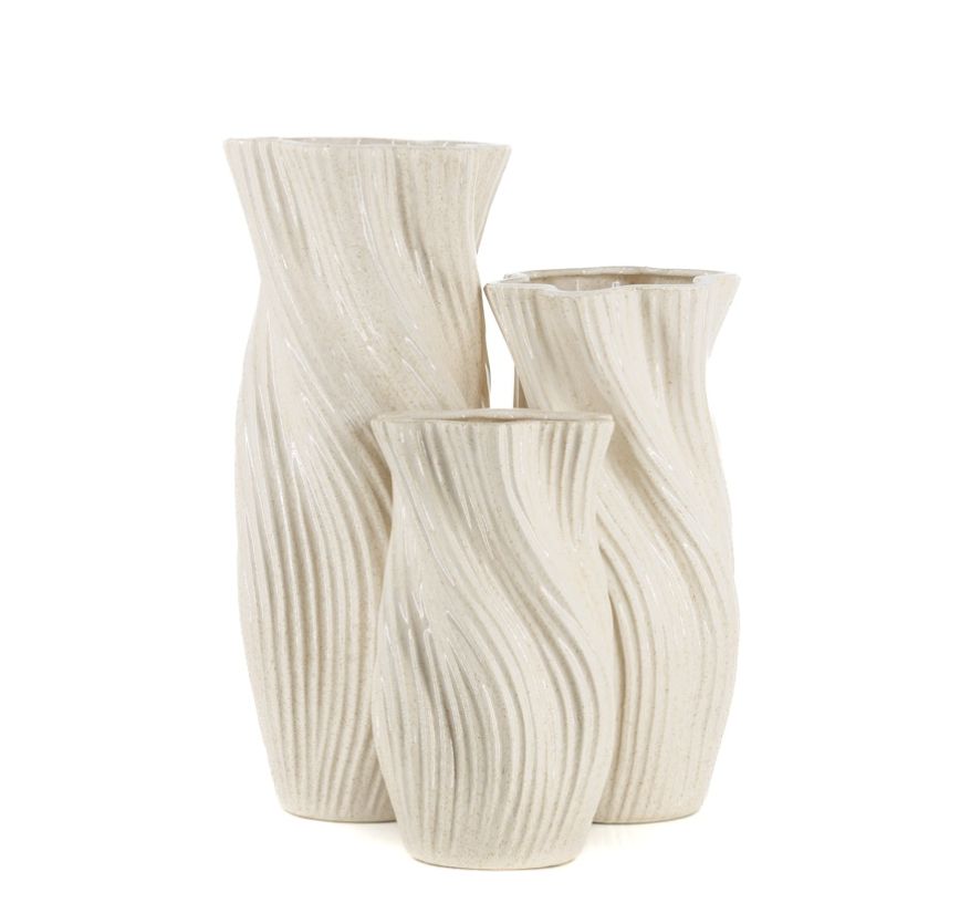 Aardewerk vaas beige M