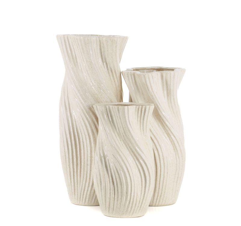 Aardewerk vaas beige L