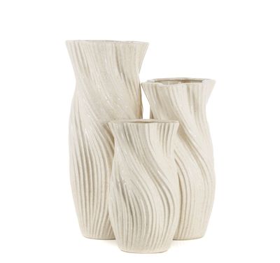 Aardewerk vaas beige L