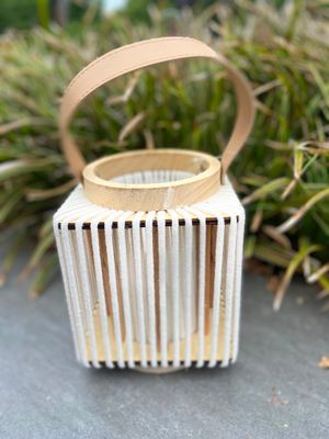 Touw windlicht beige
