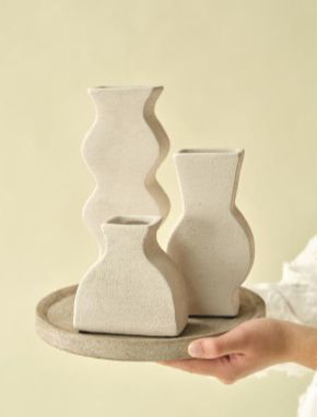 Vaasjes set 3 beige