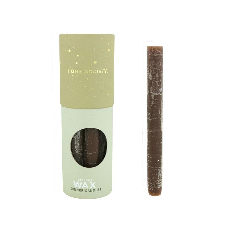 Wax dinerkaarsen set 7 donkerbruin