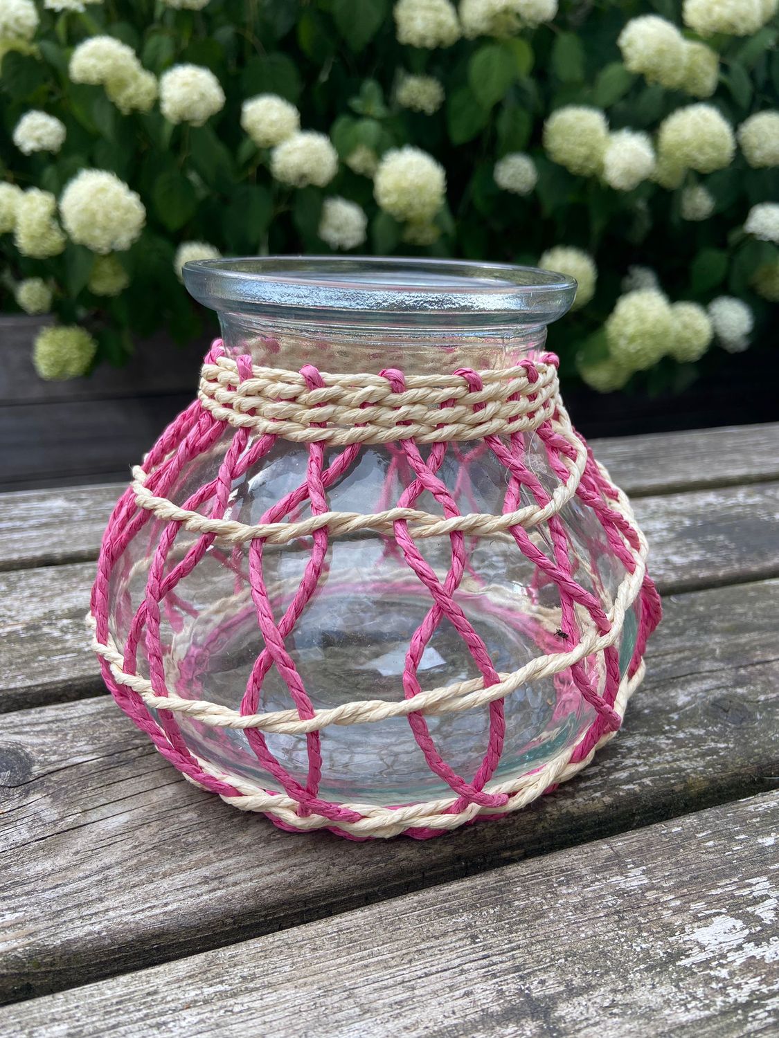 Waxinehouder gekleurd jute geel