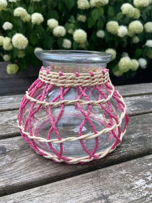 Waxinehouder gekleurd jute geel