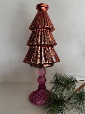 Glazen kerstboompje roze
