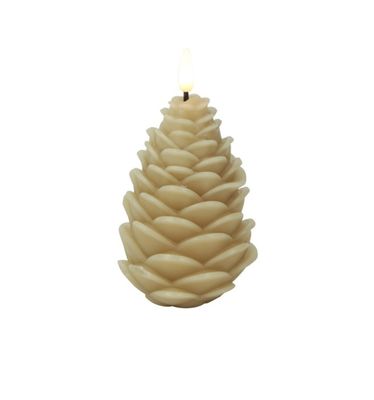 Led kaars dennenkegel L beige