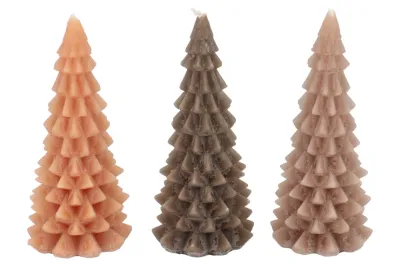 Kerstboom kaars frosty bruin